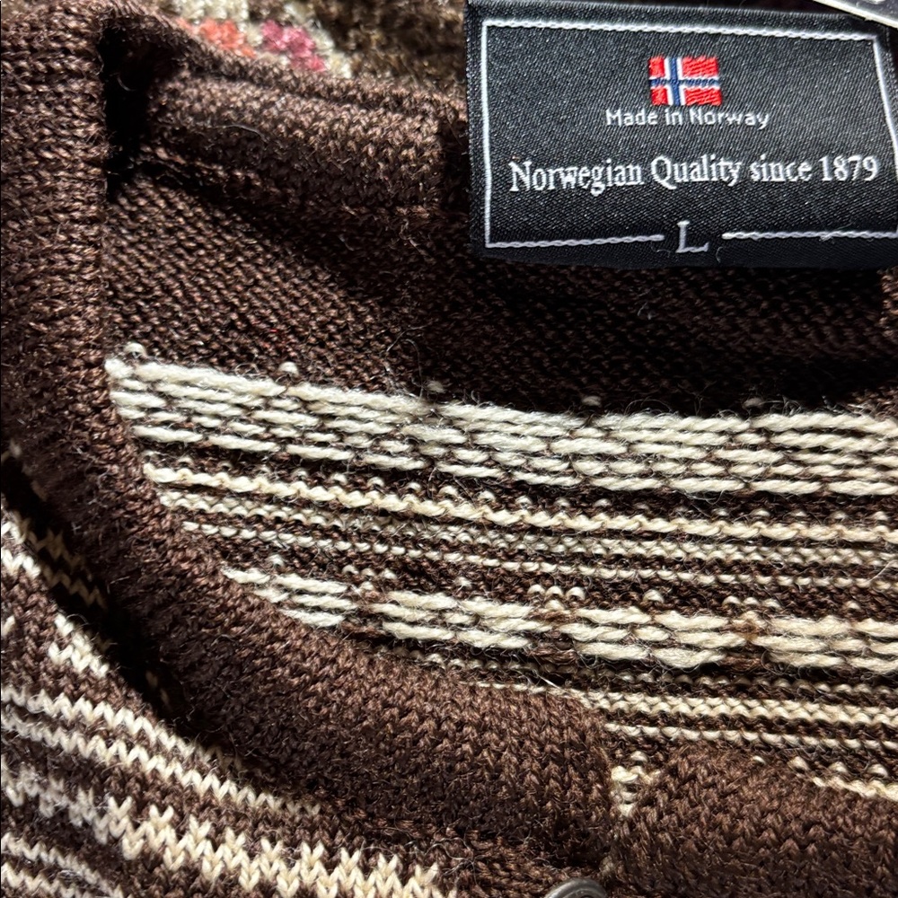 Dale of Norway Brown and Cream Patterned Cardigan - Picture 3 of 8
